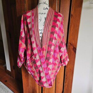 Vintage Veranda Wear Boho Hand Woven Art to wear 100% Cotton Guatemalan Jacket